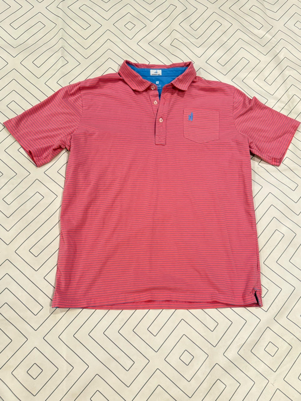 Johnnie-O Pink Striped Pocket Polo